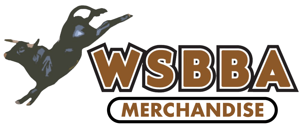 Letter logo of WSBBA (Western States Bucking Bulls Association) Merchandise with a bulk bucking next to the logo